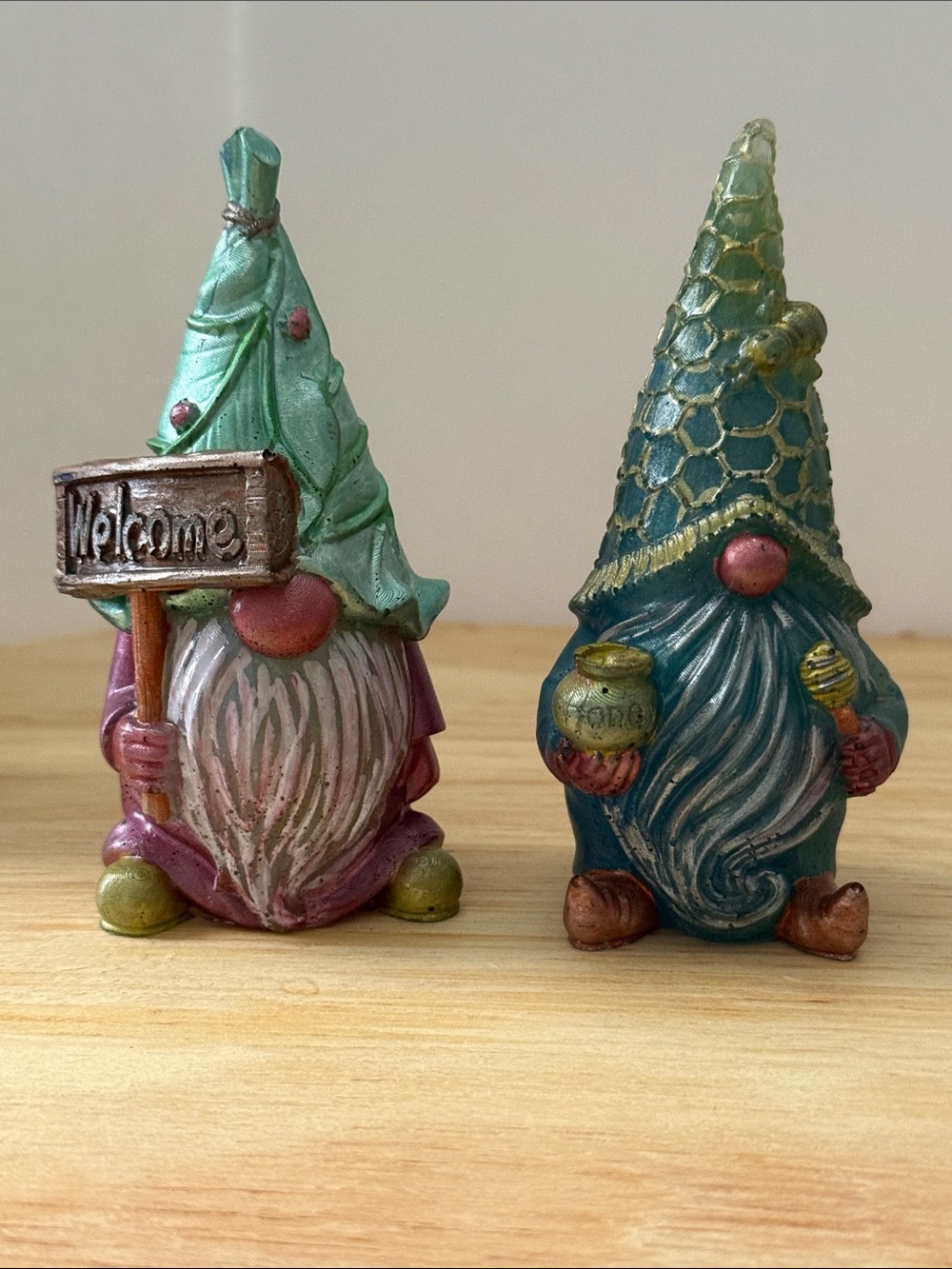 Whimsical Teal and Mint Gnome Figurine Set - Home Art